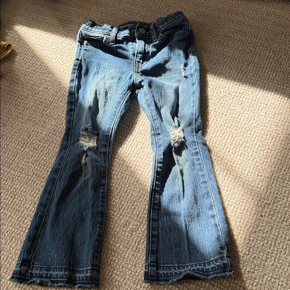 Old Navy Flare Distressed Blue Jeans